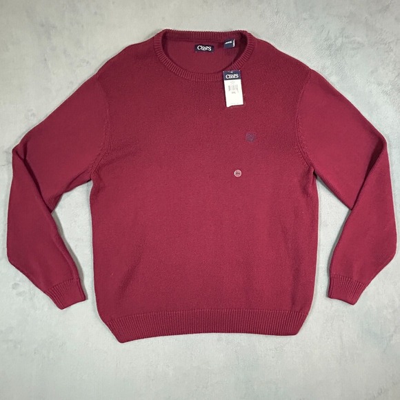 Chaps by Ralph Lauren Sweater Mens 2XL Red Kent Style 100% Cotton NWT‎ - Picture 1 of 12